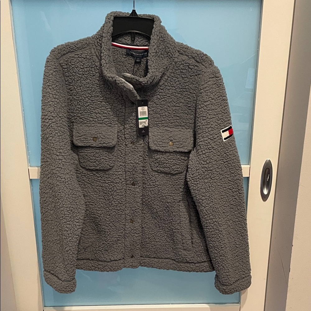 Tommy Hilfiger Charcoal Sherpa Teddy Jacket, L/G, NWT